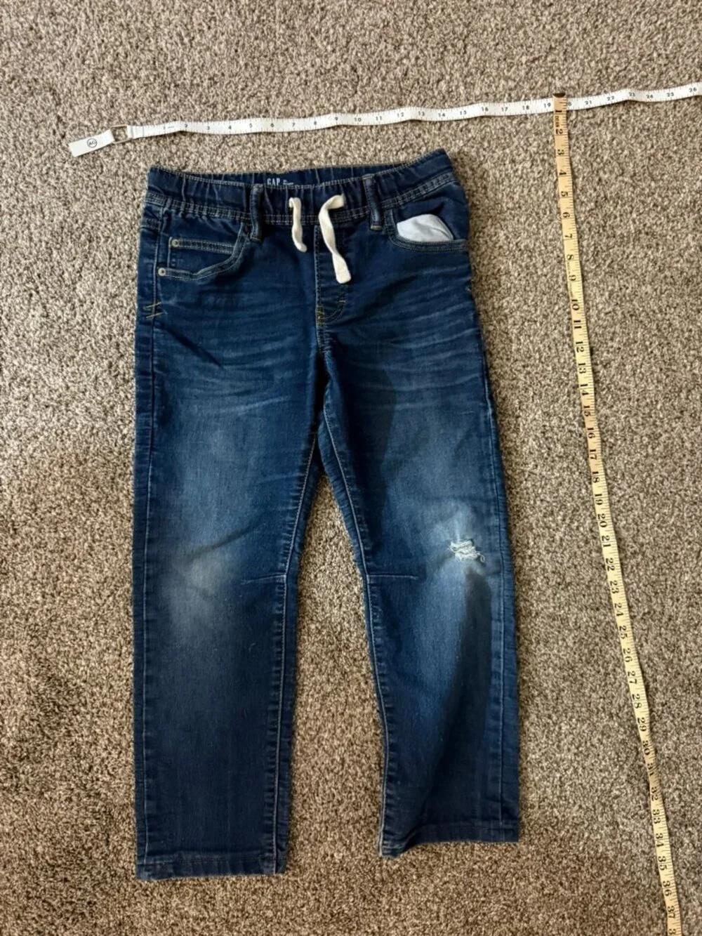 GAP Boys Size XL Regular Pull On Jeans Dark Wash Elastic Waist Drawstring